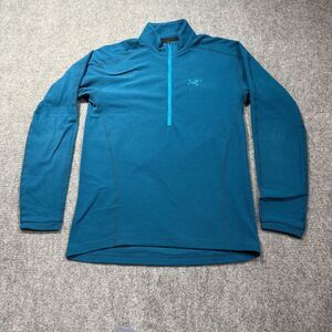 Arcteryx Delta LT Half Zip Mens Medium Blue Polartec Waffle Fleece Pullover